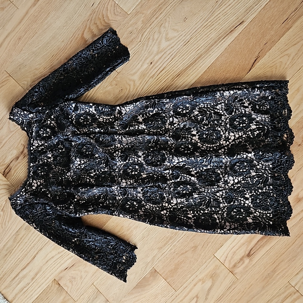 Soieblu Lace Black Midi Dress Size Medium